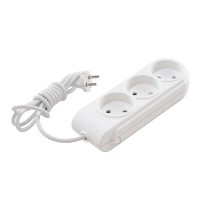 Удлинитель бытовой Makel (N3010061) без заземления 5 м 10 А 250 В 2,2 кВт 3 розетки ПВС 2х0,75 мм2 IP20 с вилкой белая