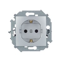 Розетка Simon 15 1591432-033 скрытая установка алюминий с заземлением