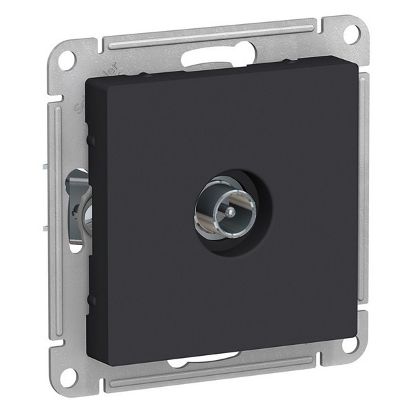 Розетка телевизионная Schneider Electric Atlas Design ATN001092 проходная скрытая установка карбон
