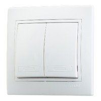 Выключатель с рамкой Lezard MIRA 701-0202-101 двухклавишный скрытая установка белый