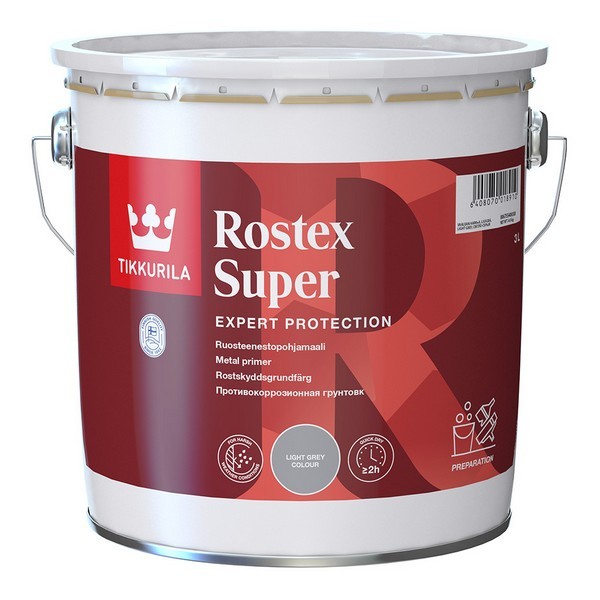 Грунт Tikkurila Rostex Super светло-серый матовый 3 л
