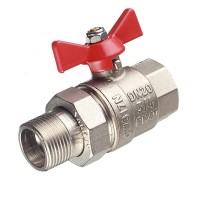 Кран шаровой латунный VALTEC Base (VT.227.N.05) 3/4 ВР(г) х 3/4 НР(ш) бабочка с полусгоном прямой