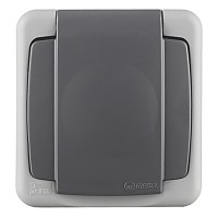 Розетка Makel 36064099 открытая установка серая с заземлением IP55 с быстрозажимными контактами с крышкой