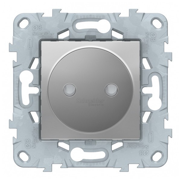 Розетка Schneider Electric Unica NEW NU503330 скрытая установка алюминий со шторками винтовой зажим