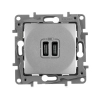 Розетка USB Legrand Etika 672435 скрытая установка алюминий два модуля USB