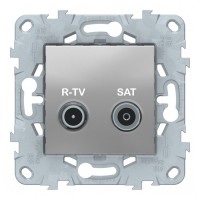 Розетка телевизионная Schneider Electric Unica NEW NU545630 проходная R-TV-SAT скрытая установка алюминий
