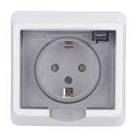 Розетка с рамкой Schneider Electric Этюд PC16-044B скрытая установка белая с заземлением IP44 c крышкой
