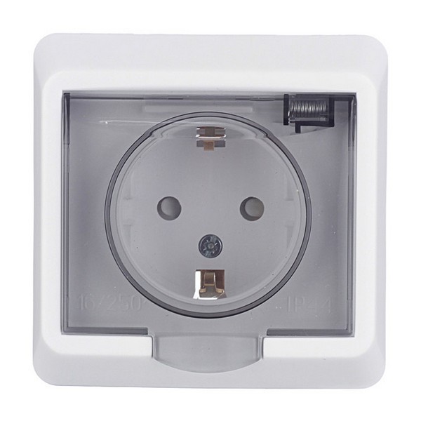 Розетка с рамкой Schneider Electric Этюд PC16-044B скрытая установка белая с заземлением IP44 c крышкой