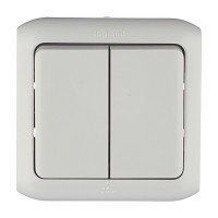 Переключатель Legrand Quteo 782331 двухклавишный на 2 направления открытая установка серый IP44 влагозащищенный