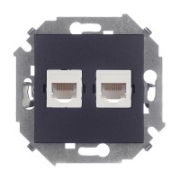 Розетка компьютерная Simon 15 1591593-038 скрытая установка графит два модуля RJ45 cat 5e