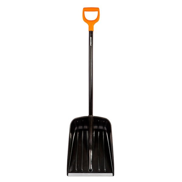 Лопата снеговая Fiskars Solid (1026794) пластиковая с деревянным черенком 355х200х1330 мм