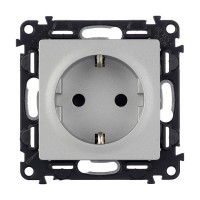 Розетка Legrand Valena LIFE 753620 скрытая установка алюминий с заземлением со шторками