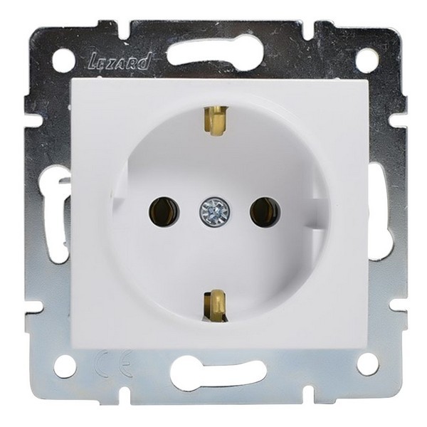 Розетка Lezard KARINA 707-0288-122B скрытая установка белая с заземлением