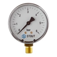 Манометр Stout (SIM-0010-630608) 1/4 НР(ш) радиальный 6 бар d63 мм