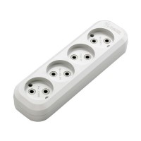 Колодка электрическая Makel (MGP141) без заземления 10 А 250 В 2,2 кВт 4 розетки IP20 белая