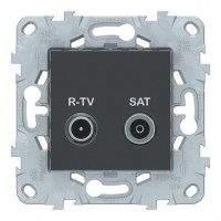 Розетка телевизионная Schneider Electric Unica NEW NU545654 проходная R-TV-SAT скрытая установка антрацит
