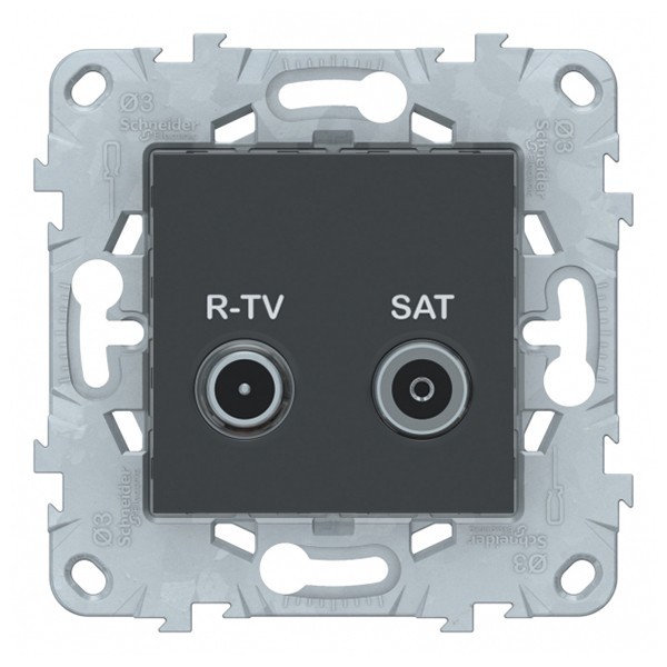 Розетка телевизионная Schneider Electric Unica NEW NU545654 проходная R-TV-SAT скрытая установка антрацит