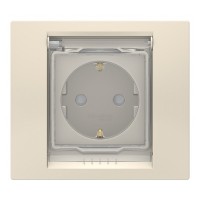 Розетка Schneider Electric Unica NEW NU003744 скрытая установка бежевая с заземлением IP44 со шторками с крышкой