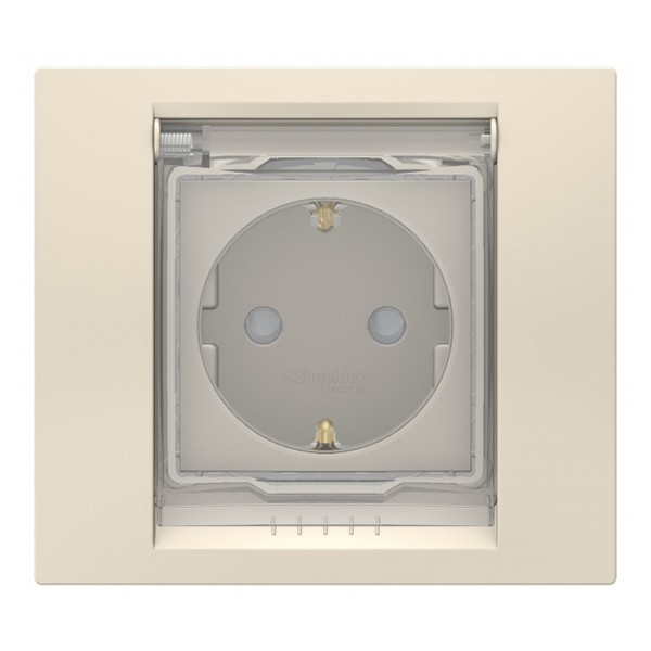 Розетка Schneider Electric Unica NEW NU003744 скрытая установка бежевая с заземлением IP44 со шторками с крышкой