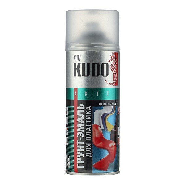 Грунт-эмаль аэрозольная для пластика Kudo черная RAL 9005 520 мл