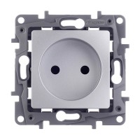 Розетка Legrand Etika 672434 скрытая установка алюминий без заземления со шторками винтовой зажим