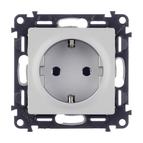 Розетка Legrand Valena LIFE 753621 скрытая установка алюминий с заземлением