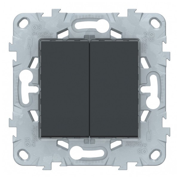 Переключатель Schneider Electric Unica NEW NU521354 двухклавишный на 2 направления скрытая установка антрацит