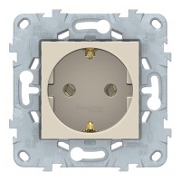 Розетка Schneider Electric Unica NEW NU505644 скрытая установка бежевая с заземлением с быстрозажимными клеммами
