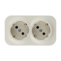 Розетка Legrand Quteo 782243 двойная открытая установка слоновая кость с заземлением