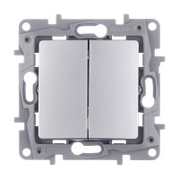 Переключатель Legrand Etika 672412 двухклавишный на 2 направления скрытая установка алюминий