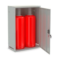 Шкаф двойной для газовых баллонов с ручкой серый 1100х740х385