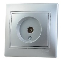 Розетка телевизионная с рамкой Lezard MIRA 701-1010-129 проходная скрытая установка металл серый TV