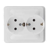Розетка с рамкой Schneider Electric Этюд PC16-007B двойная скрытая установка белая с заземлением
