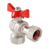 Кран шаровой латунный VALTEC Base (VT.266.N.0606) 1 ВР(г) T-образный бабочка с накидной гайкой угловой