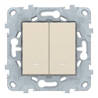 Выключатель Schneider Electric Unica NEW NU521144N двухклавишный скрытая установка бежевый с подсветкой