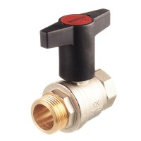 Кран шаровой латунный Oventrop Optibal (1077308) 1 ВР(г) х 1 НР(ш) бабочка прямой