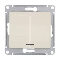 Выключатель Schneider Electric Glossa GSL000253 двухклавишный скрытая установка бежевый с подсветкой