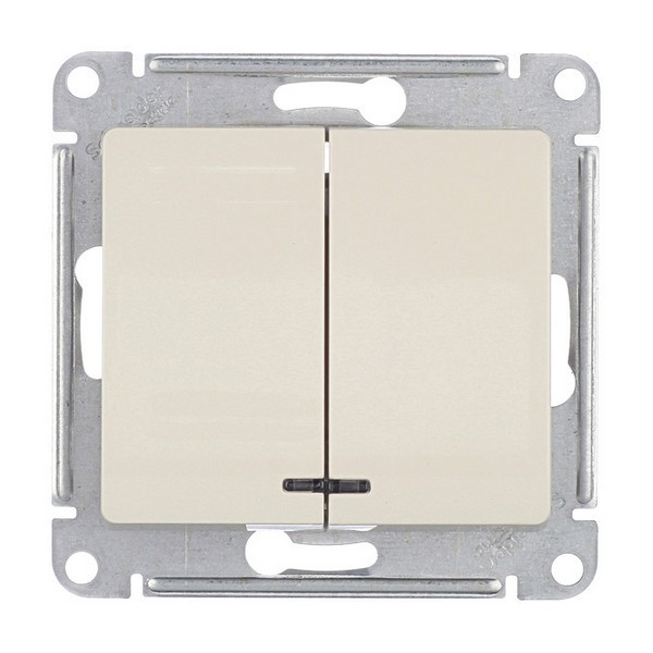 Выключатель Schneider Electric Glossa GSL000253 двухклавишный скрытая установка бежевый с подсветкой