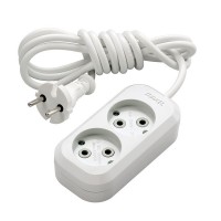 Удлинитель бытовой Makel (MGP103) без заземления 3 м 10 А 250 В 2,2 кВт 2 розетки ПВС 2х0,75 мм2 IP20 белый
