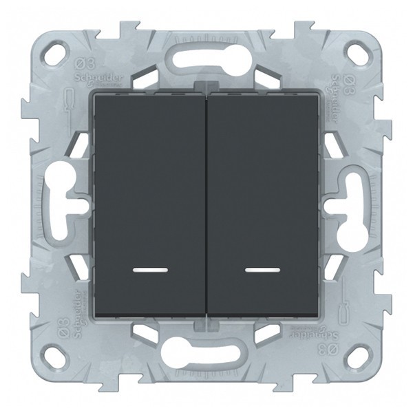 Переключатель Schneider Electric Unica NEW NU521354N двухклавишный на 2 направления скрытая установка антрацит с подсветкой