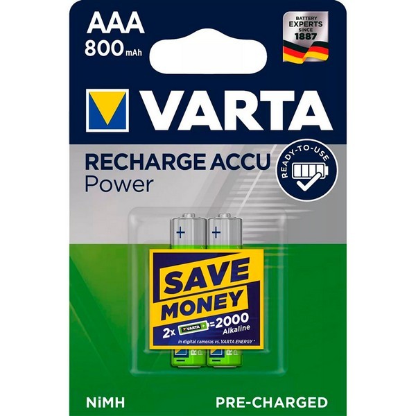 Аккумулятор VARTA AAA мизинчиковый LR03 1,2 В 800 мАч (2 шт.)
