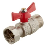 Кран шаровой латунный VALTEC (VT.260.N.0505) 3/4 ВР(г) проходной бабочка с накидной гайкой прямой