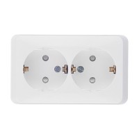 Розетка Schneider Electric Этюд двойная PA16-008B открытая установка белая с заземлением со шторками