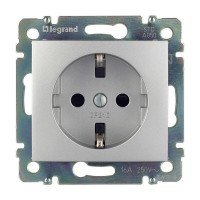 Розетка Legrand Valena 694343 скрытая установка алюминий с заземлением со шторками