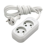 Удлинитель бытовой Makel (MGP102) без заземления 2 м 10 А 250 В 2,2 кВт 2 розетки ПВС 2х0,75 мм2 IP20 белый