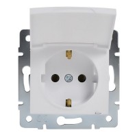 Розетка Lezard KARINA 707-0288-123B скрытая установка белая с заземлением с крышкой
