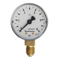 Манометр Braukmann 1/4 НР(ш) радиальный 10 бар d63 мм для редуктора D04 и фильтра HS10S