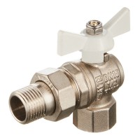 Кран шаровой латунный VALTEC Base (VT.228.NW.04) 1/2 ВР(г) х 1/2 НР(ш) бабочка с полусгоном угловой