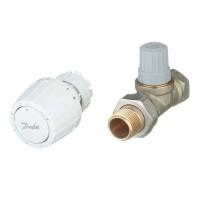 Клапан (вентиль) термостатический прямой Danfoss (013G2232) 3/4 НР(ш) х 3/4 ВР(г) для однотрубных систем с термоголовкой комплект