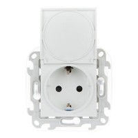 Розетка Simon 24 Harmonie 2420448-030 скрытая установка белая с заземлением IP44 со шторками с крышкой